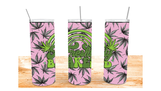 Pink Freshly Baked, 3D, Weed, 420, 20oz Sublimation Tumbler design, 300dpi PNG file + mockup