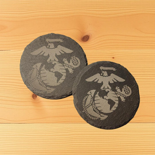 2 pk Laser Engraved Slate Coasters - EGA design