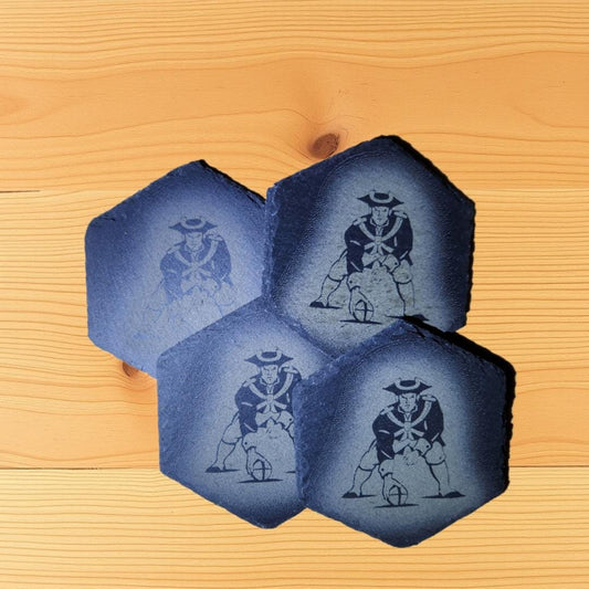 4 pk Laser Engraved Slate Coasters - Patriot Hike design