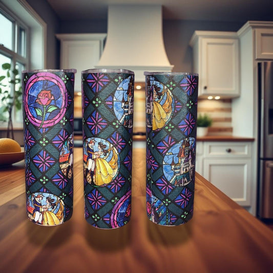 20oz Sealed Fabric Wrapped Tumbler- Unique Texture- glittery B&B design