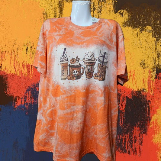 Medium Bleached Softstyle Sublimation Tee - Fall Coffees design