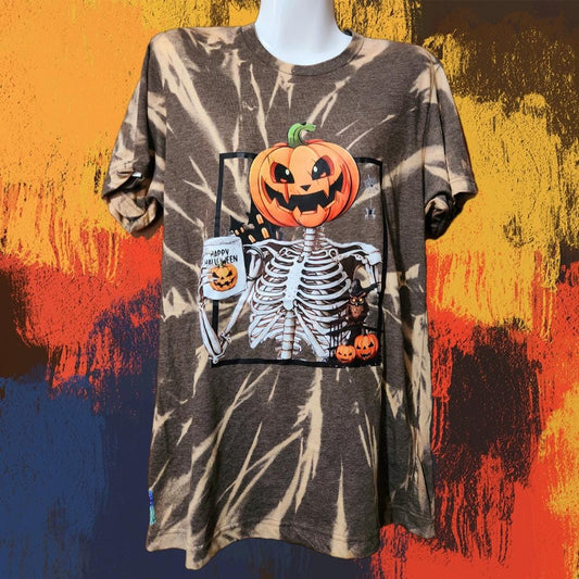 Bleached Tee, DTF - Skeleton Coffee, Med, XL, Unisex