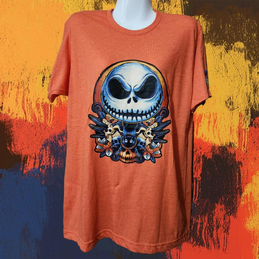 Spooky Jack Tee, Orange tee shirt, soft shirt, Medium, ready-made
