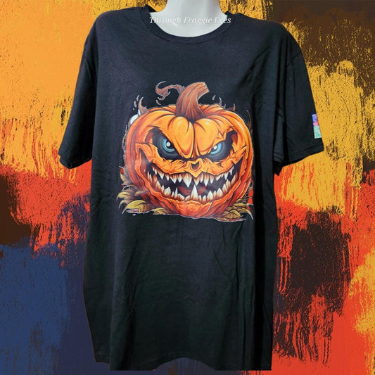 Spooky Pumpkin Tee, Cotton tee shirt, soft shirt, ready-made, Lg, XL