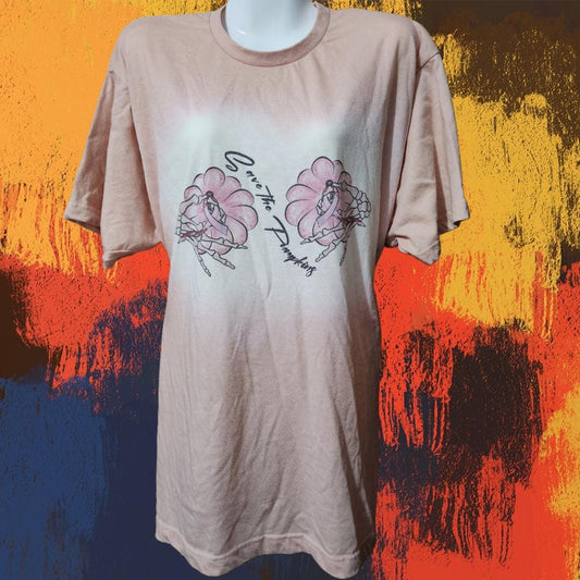 Save the Pumpkins - XLarge Bleached Sublimation Tee,  Breast Cancer Awareness