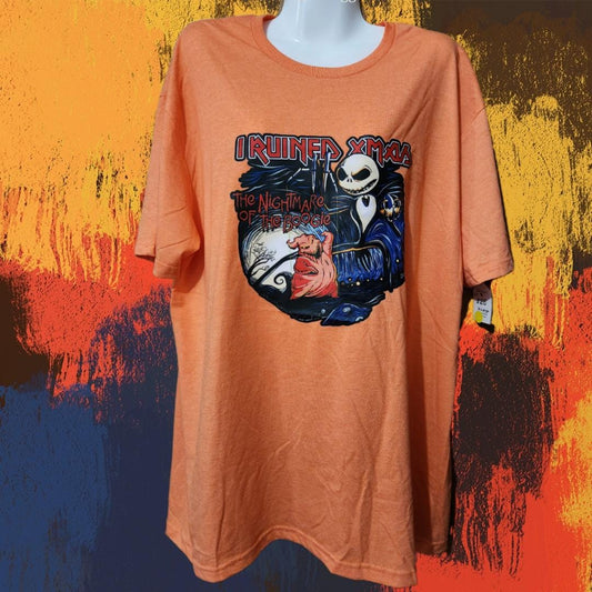 Spooky Jack & Boogie Tee, Orange tee shirt, soft shirt, XL, ready-made