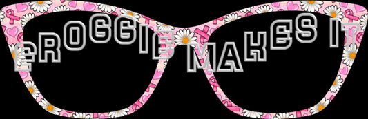 Pretty in Pink Breast Cancer Daisies frame topper for Pair frames