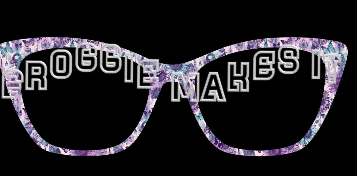 Purple Teal Flowers & Butterflies topper for Pair frames