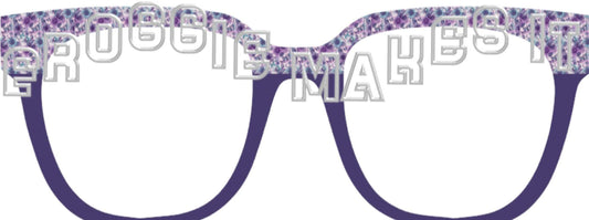 Purple Teal Flowers & Butterflies split frame topper for Pair frames