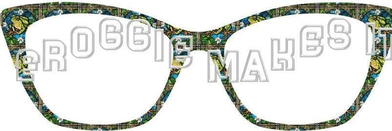 Frog Stained Glass #1 frame topper for Pair frames