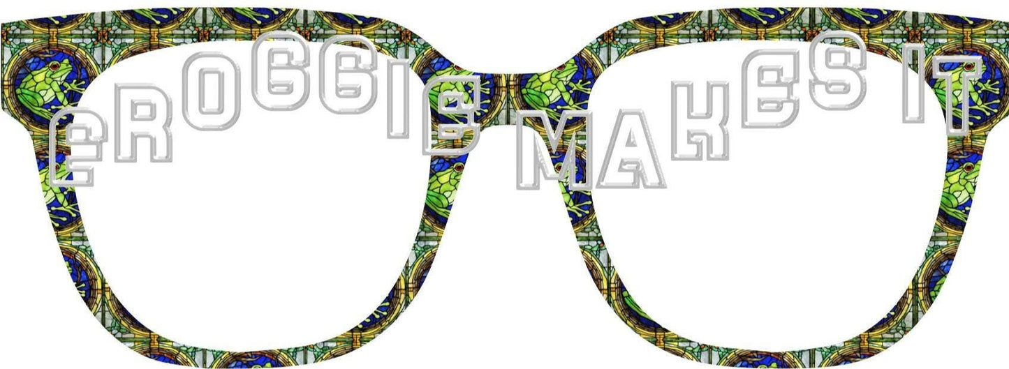 Frog Stained Glass #5 frame topper for Pair frames