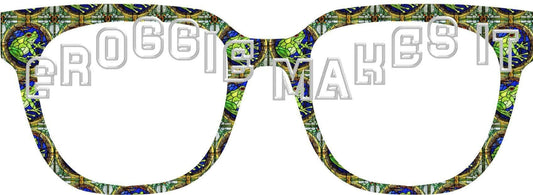 Frog Stained Glass #5 frame topper for Pair frames