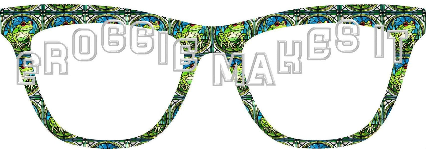 Frog Stained Glass #6 frame topper for Pair frames