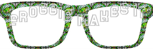 Frog Stained Glass #10 frame topper for Pair frames