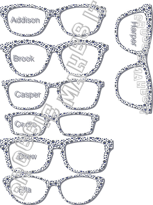 Blue Paw Prints frame topper for Pair frames