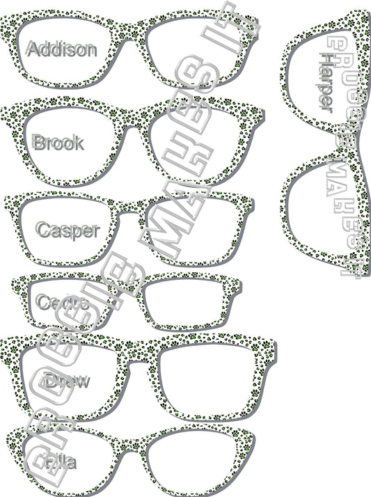 Green Paw Prints frame topper for Pair frames