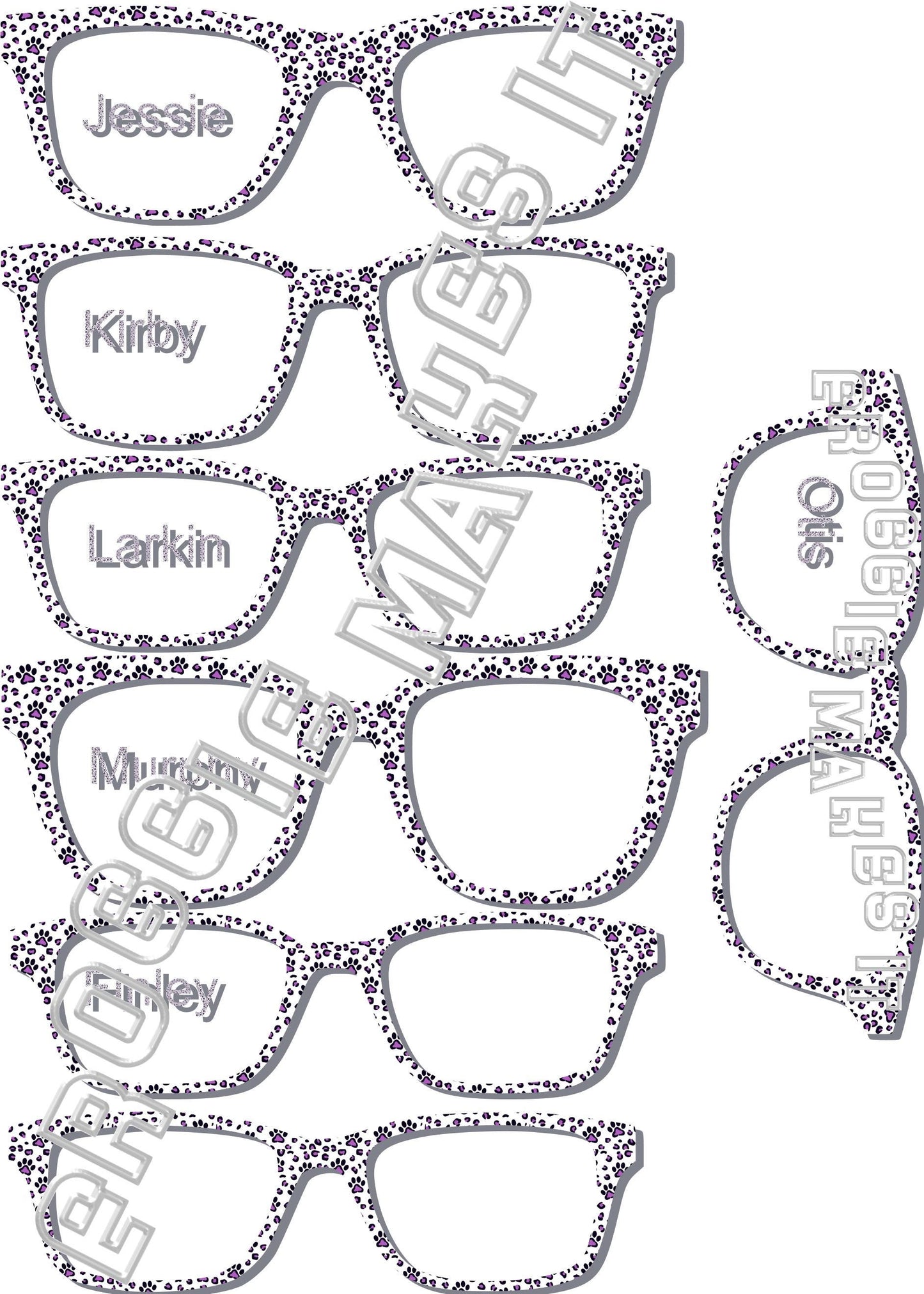 Purple Paw Prints frame topper for Pair frames