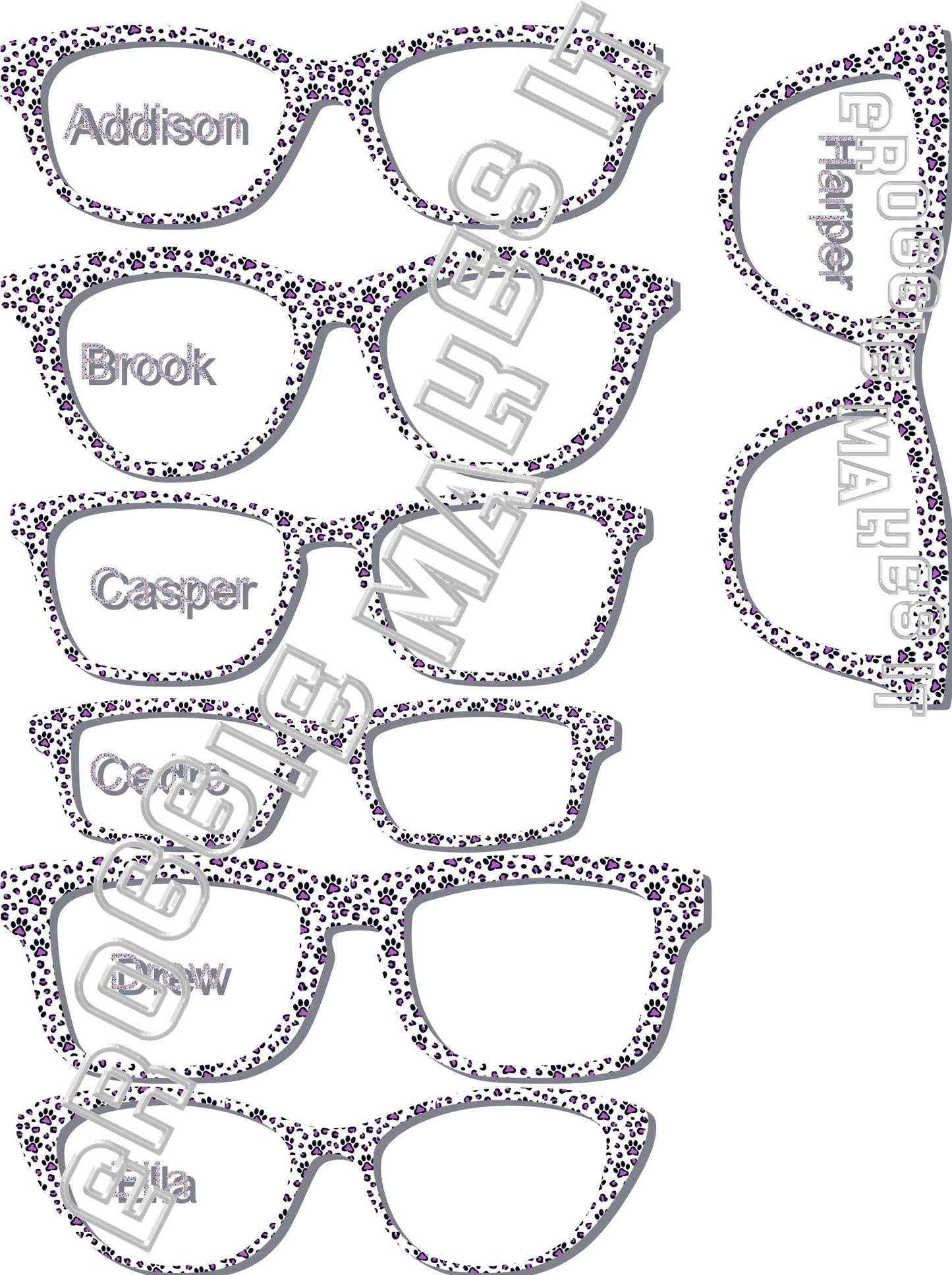 Purple Paw Prints frame topper for Pair frames