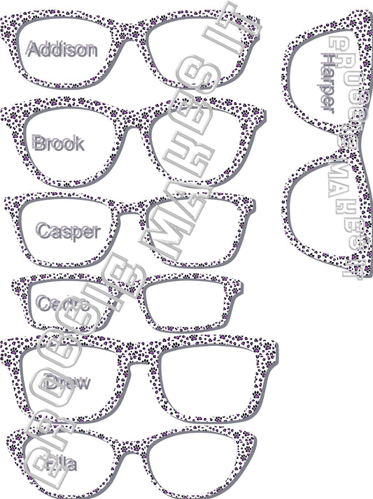 Purple Paw Prints frame topper for Pair frames