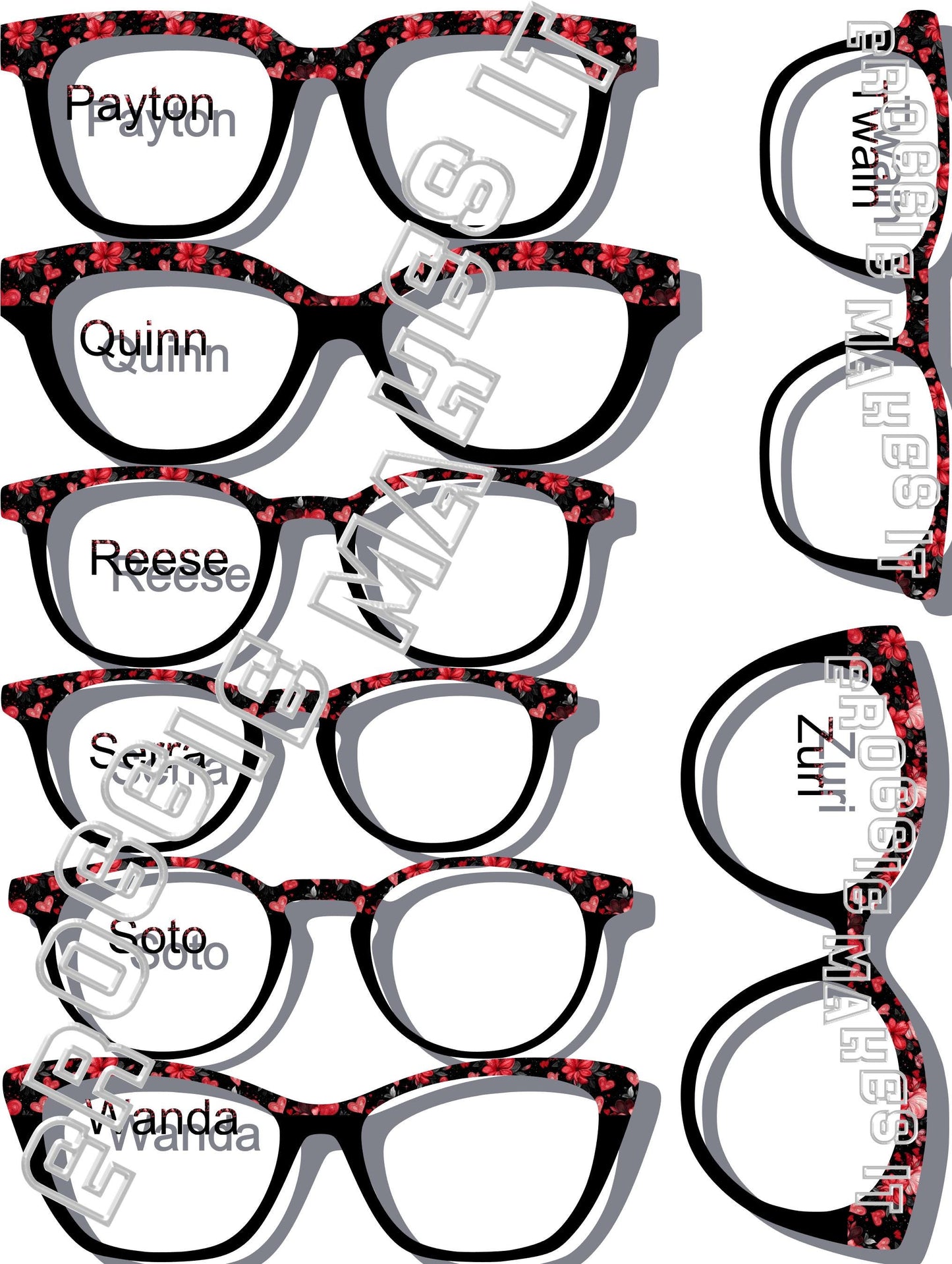 Passion Petals Split frame topper for Pair frames, black