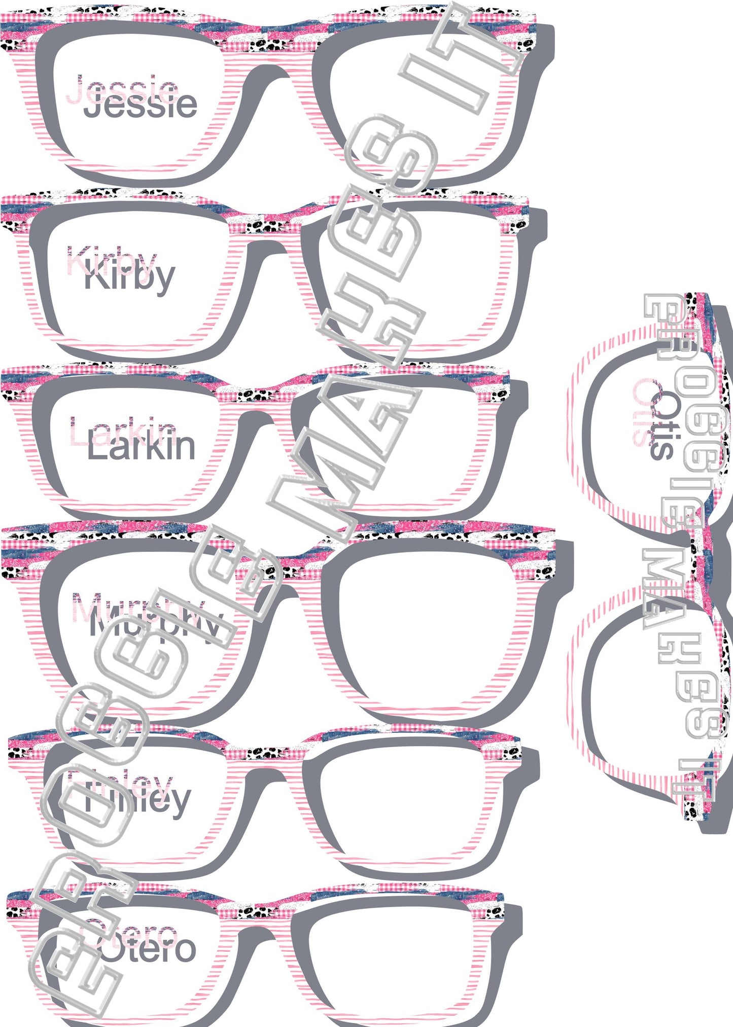 Pink Denim Cow Brush Strokes over Pink Watercolor Stripes split frame topper for Pair frames
