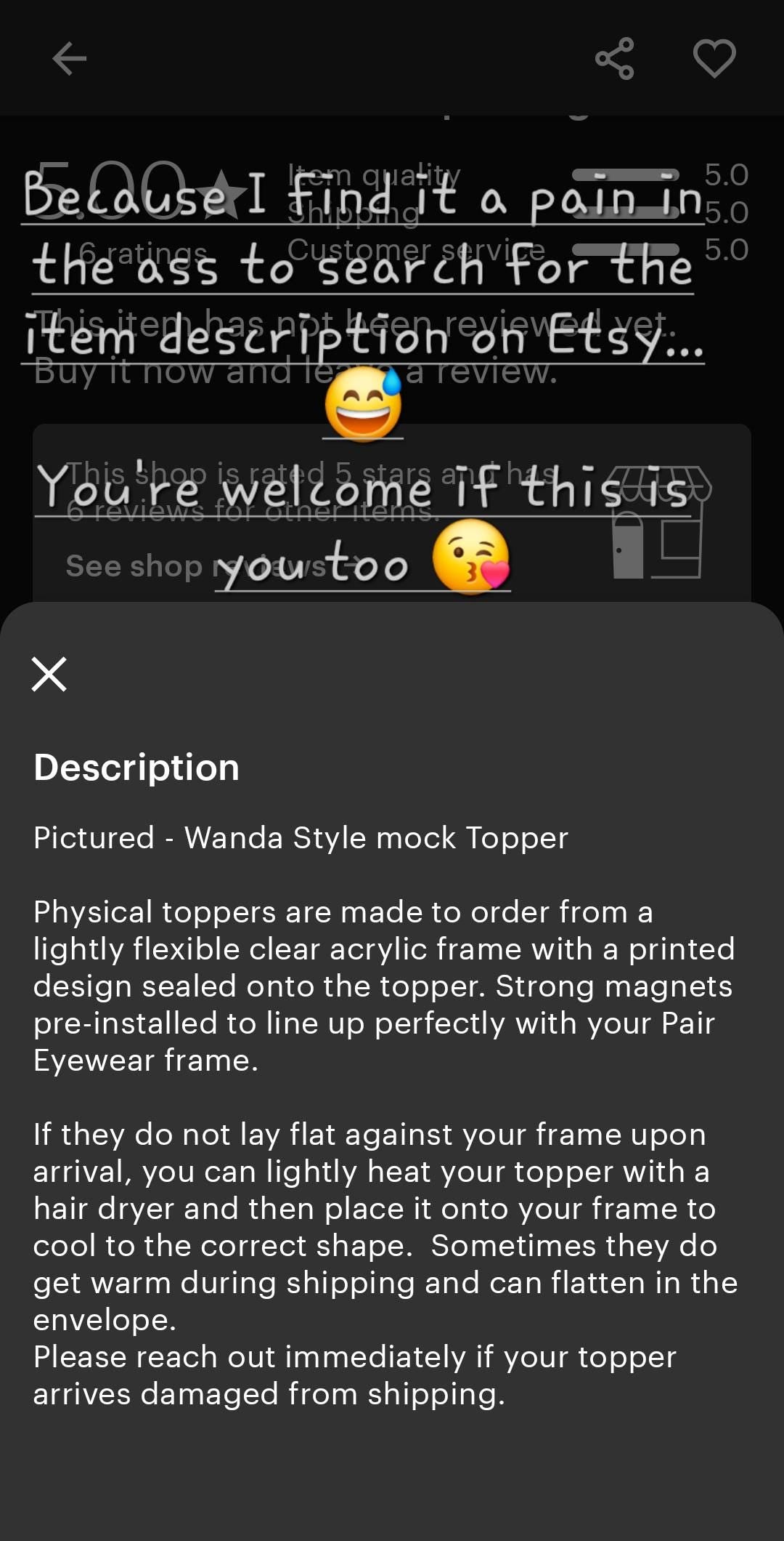 It's Not Mine splatter frame topper for Pair frames