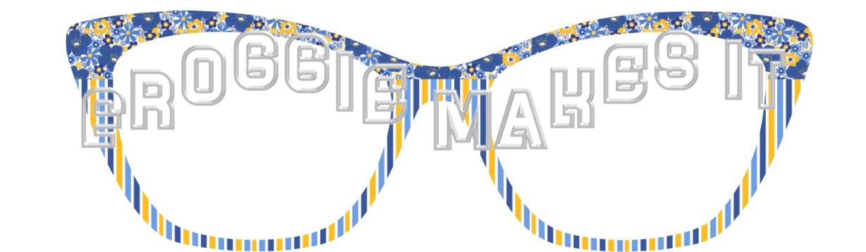 Blue & Yellow Wallpaper split frame topper for Pair frames
