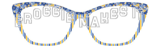 Blue & Yellow Wallpaper split frame topper for Pair frames