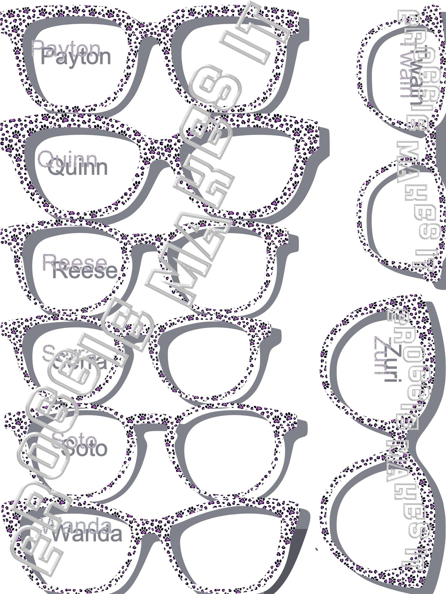 Purple Paw Prints frame topper for Pair frames