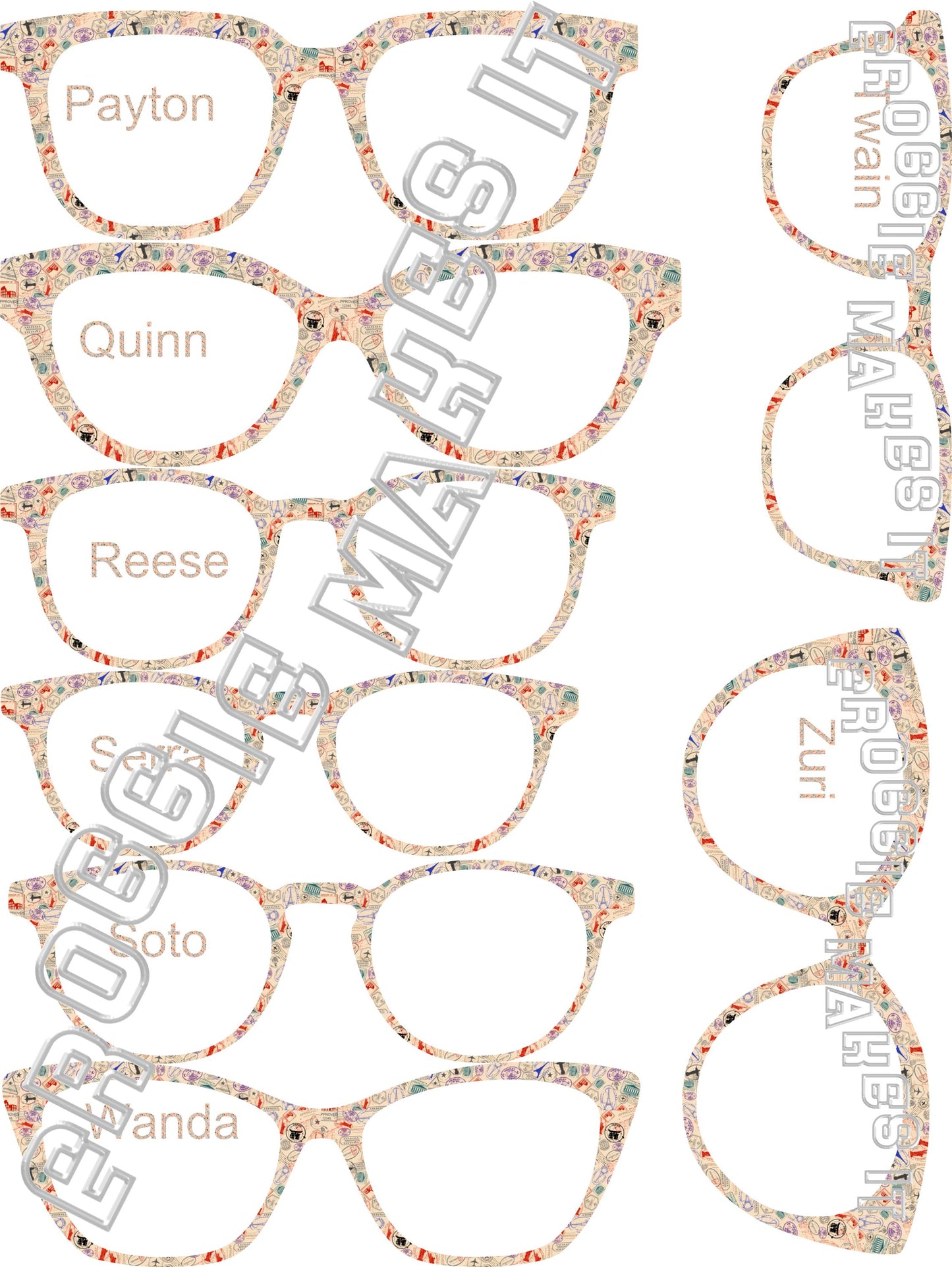Passport Stamps frame topper compatible with Pair frames