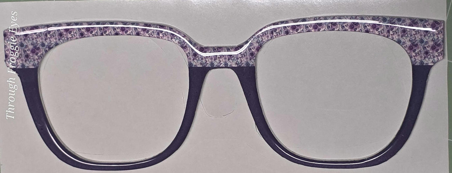 Purple Teal Flowers & Butterflies split frame topper for Pair frames