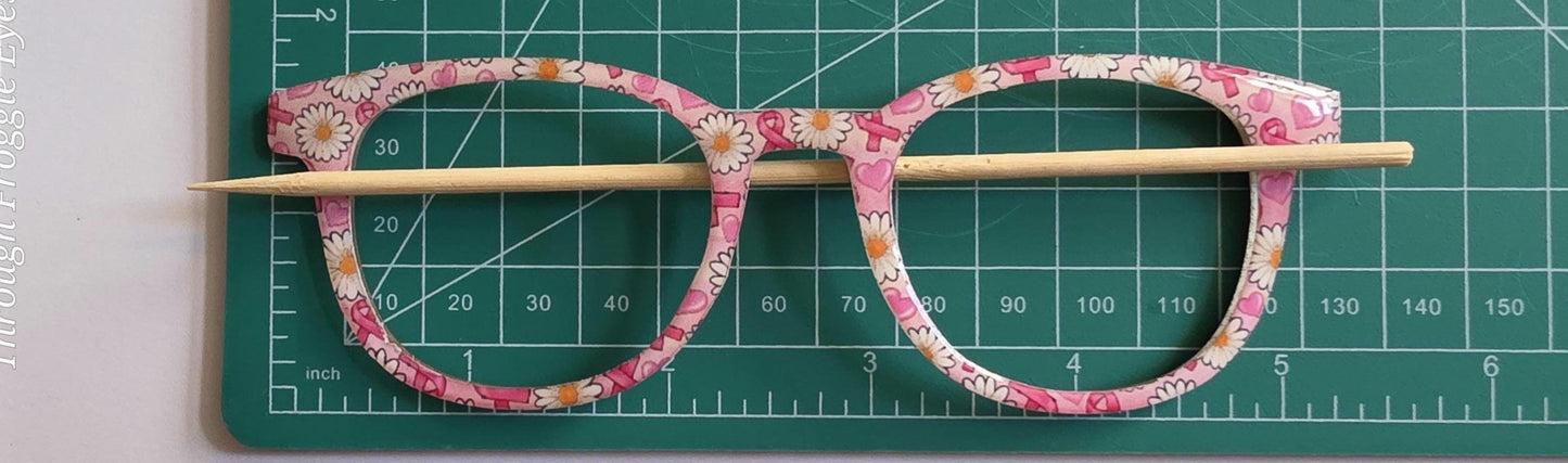 Pretty in Pink Breast Cancer Daisies frame topper for Pair frames
