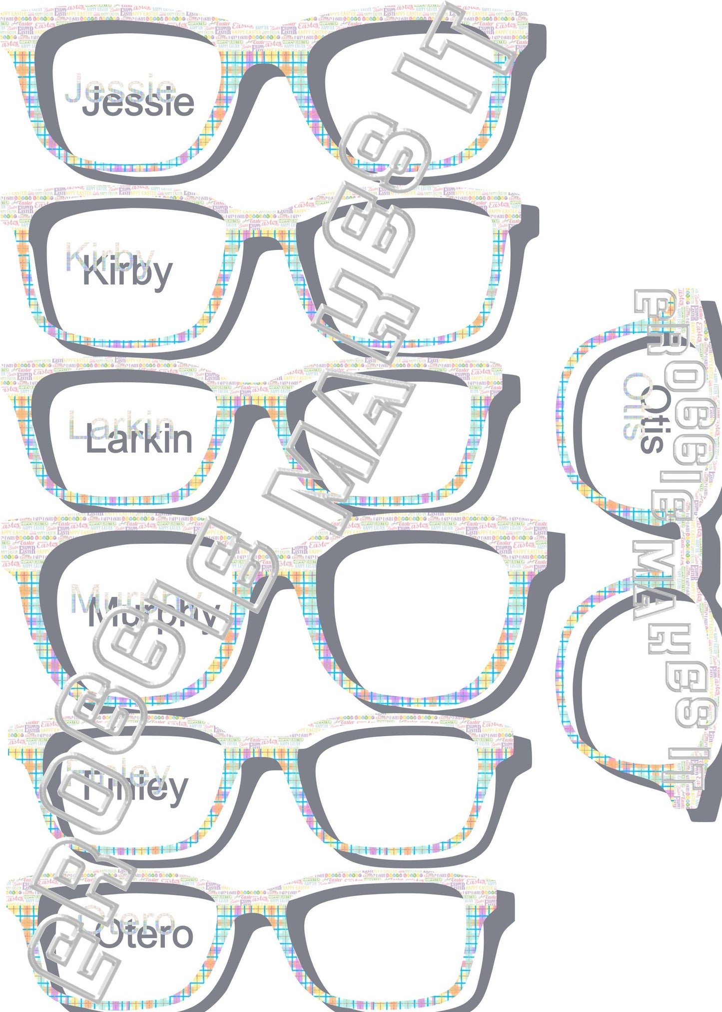 Happy Easter over Pastel Plaid split frame topper for Pair frames