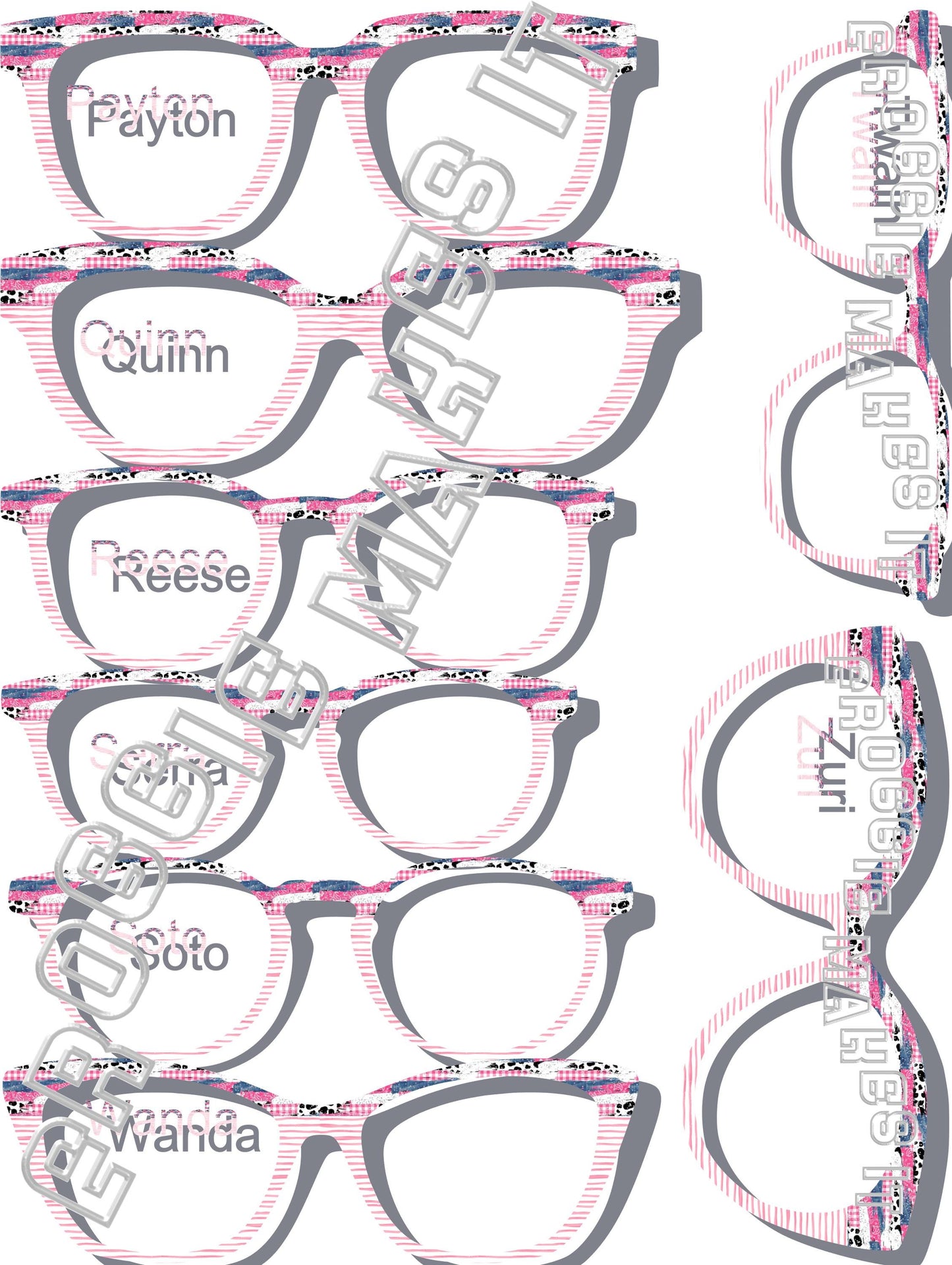 Pink Denim Cow Brush Strokes over Pink Watercolor Stripes split frame topper for Pair frames