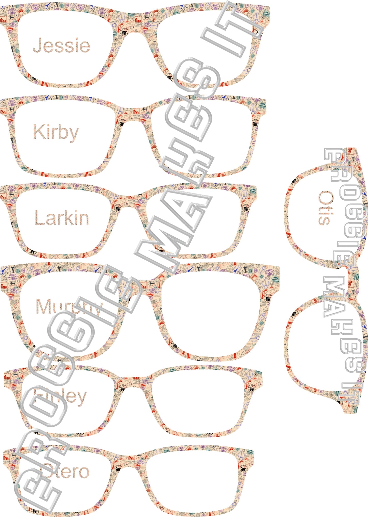 Passport Stamps frame topper compatible with Pair frames